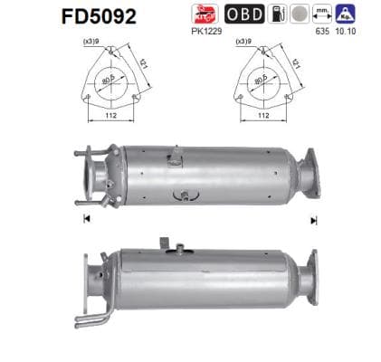 AS Filter sadzí/pevných častíc výfukového systému FD5092 1