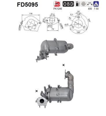 AS Filter sadzí/pevných častíc výfukového systému FD5095 1