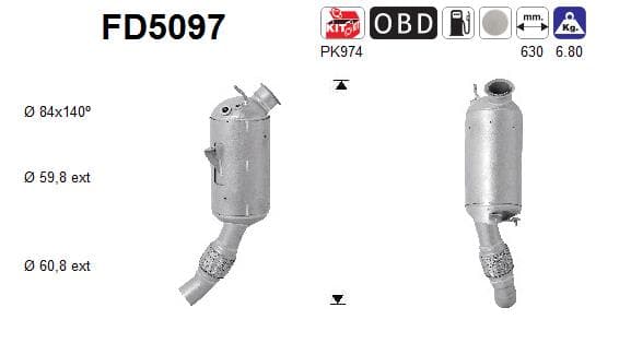 AS Filter sadzí/pevných častíc výfukového systému FD5097 1