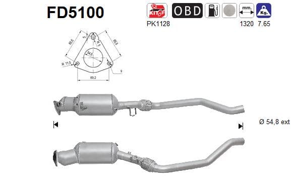 AS Filter sadzí/pevných častíc výfukového systému FD5100 1