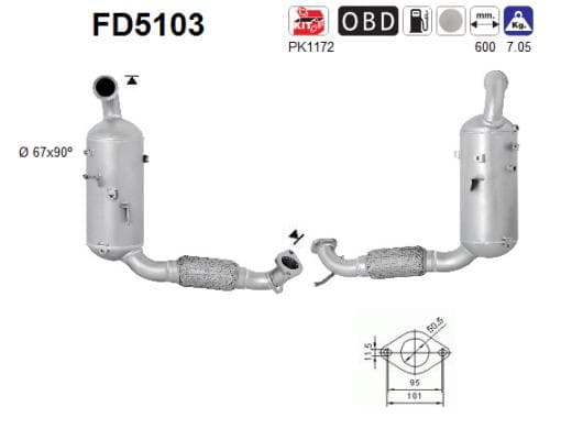 AS Filter sadzí/pevných častíc výfukového systému FD5103 1