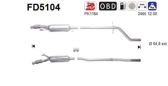 AS Filter sadzí/pevných častíc výfukového systému FD5104 1