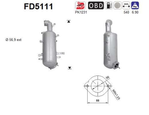 AS Filter sadzí/pevných častíc výfukového systému FD5111 1