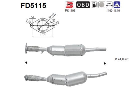 AS Filter sadzí/pevných častíc výfukového systému FD5115 1