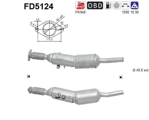 AS Filter sadzí/pevných častíc výfukového systému FD5124 1