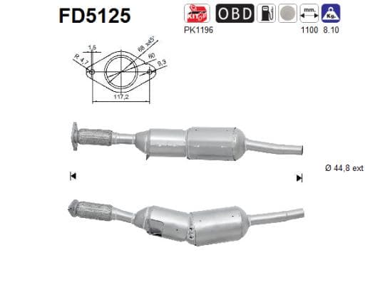 AS Filter sadzí/pevných častíc výfukového systému FD5125 1