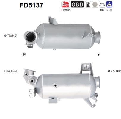 AS Filter sadzí/pevných častíc výfukového systému FD5137 1