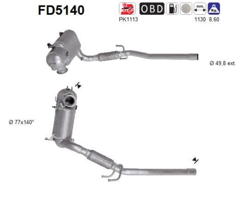 AS Filter sadzí/pevných častíc výfukového systému FD5140 1