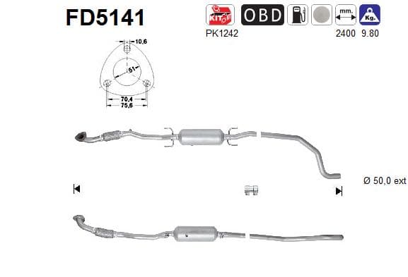 AS Filter sadzí/pevných častíc výfukového systému FD5141 1