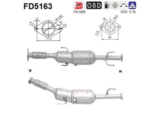 AS Filter sadzí/pevných častíc výfukového systému FD5163 1