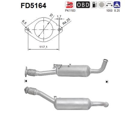 AS Filter sadzí/pevných častíc výfukového systému FD5164 1