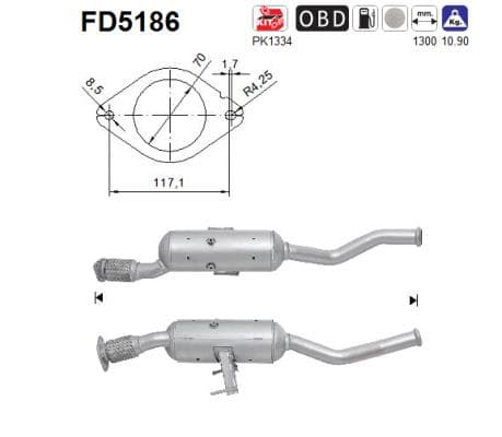 AS Filter sadzí/pevných častíc výfukového systému FD5186 1