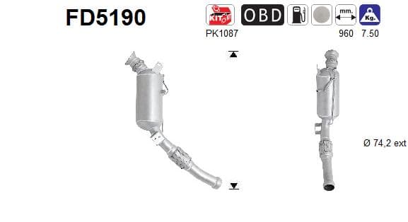 AS Filter sadzí/pevných častíc výfukového systému FD5190 1