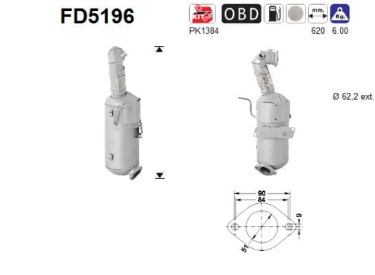 AS Filter sadzí/pevných častíc výfukového systému FD5196 1
