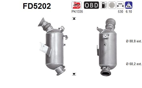 AS Filter sadzí/pevných častíc výfukového systému FD5202 1