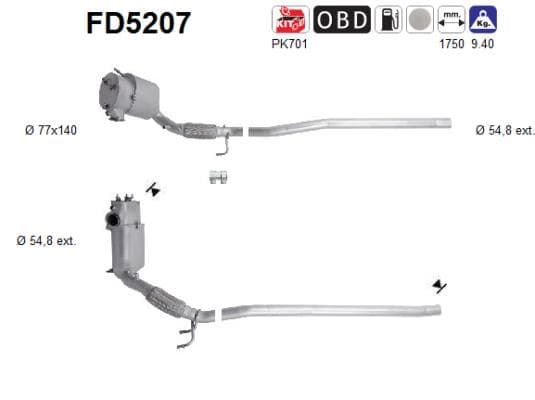 AS Filter sadzí/pevných častíc výfukového systému FD5207 1