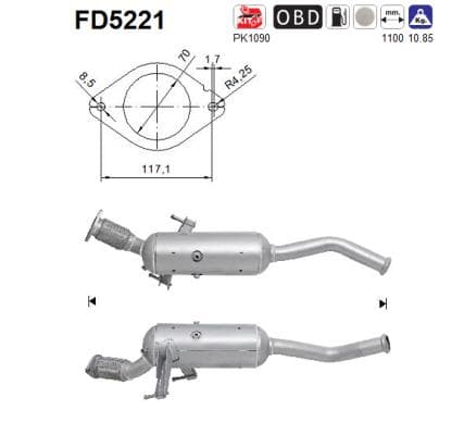 AS Filter sadzí/pevných častíc výfukového systému FD5221 1