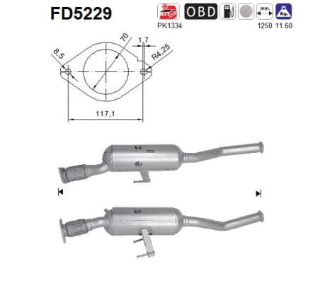AS Filter sadzí/pevných častíc výfukového systému FD5229 1