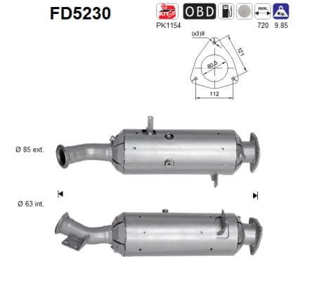 AS Filter sadzí/pevných častíc výfukového systému FD5230 1