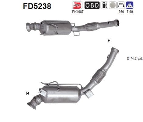 AS Filter sadzí/pevných častíc výfukového systému FD5238 1