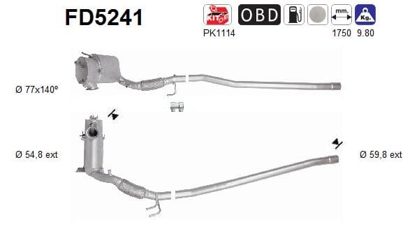 AS Filter sadzí/pevných častíc výfukového systému FD5241 1