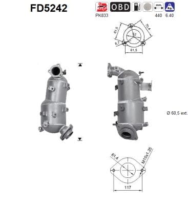 AS Filter sadzí/pevných častíc výfukového systému FD5242 1