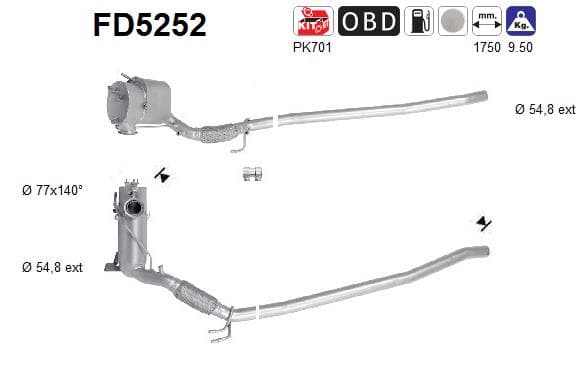 AS Filter sadzí/pevných častíc výfukového systému FD5252 1