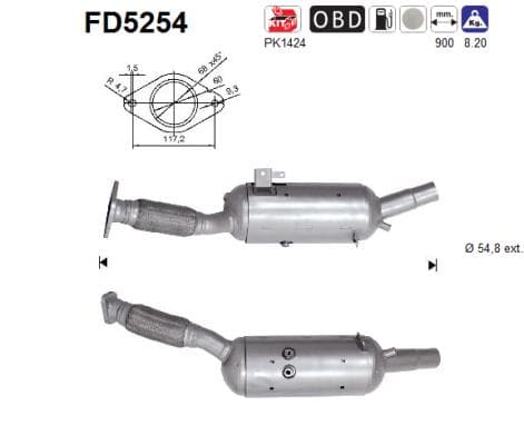 AS Filter sadzí/pevných častíc výfukového systému FD5254 1
