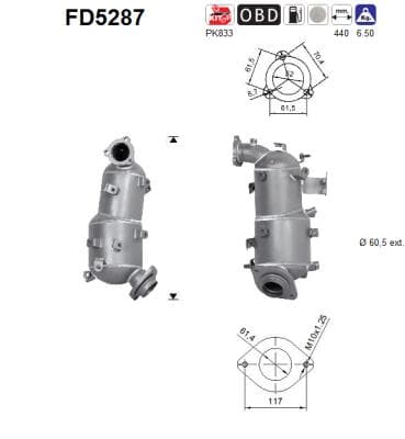 AS Filter sadzí/pevných častíc výfukového systému FD5287 1