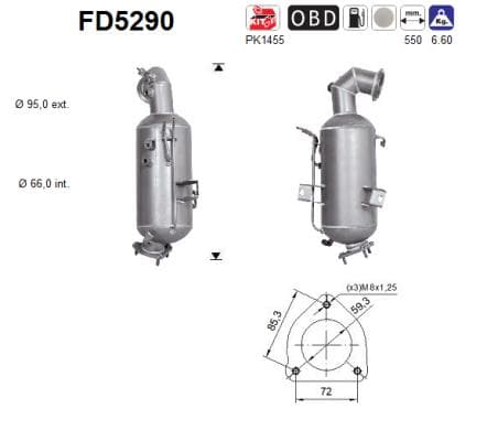 AS Filter sadzí/pevných častíc výfukového systému FD5290 1