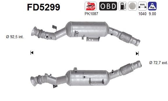 AS Filter sadzí/pevných častíc výfukového systému FD5299 1