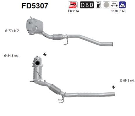 AS Filter sadzí/pevných častíc výfukového systému FD5307 1