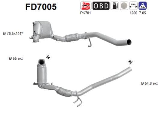 AS Filter sadzí/pevných častíc výfukového systému FD7005 1