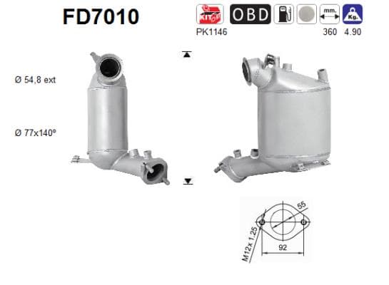 AS Filter sadzí/pevných častíc výfukového systému FD7010 1