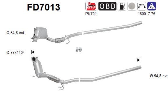 AS Filter sadzí/pevných častíc výfukového systému FD7013 1