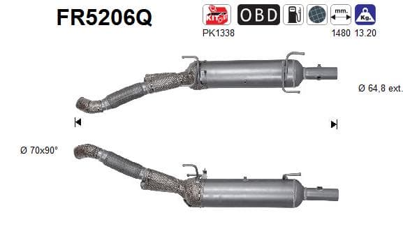 AS Filter sadzí/pevných častíc výfukového systému FR5206Q 1