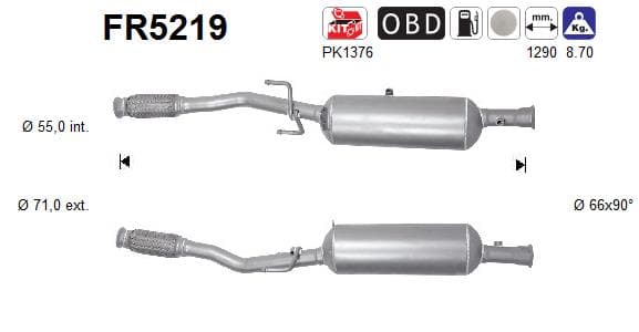 AS Filter sadzí/pevných častíc výfukového systému FR5219 1