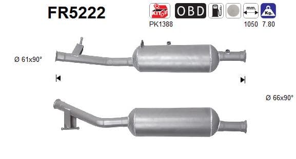AS Filter sadzí/pevných častíc výfukového systému FR5222 1
