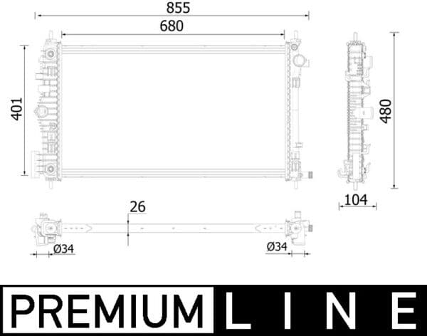 MAHLE ORIGINAL Chladič motora CR 2225 000P 1