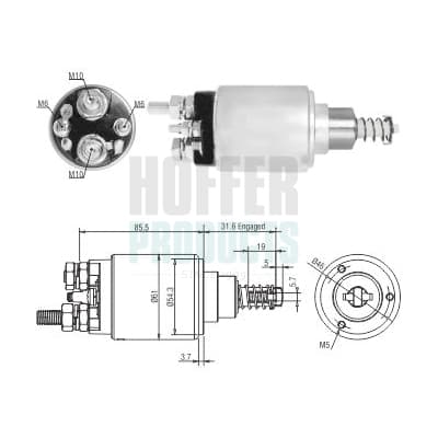 HOFFER Elektromagnetický spínač pre štartér 46275 1