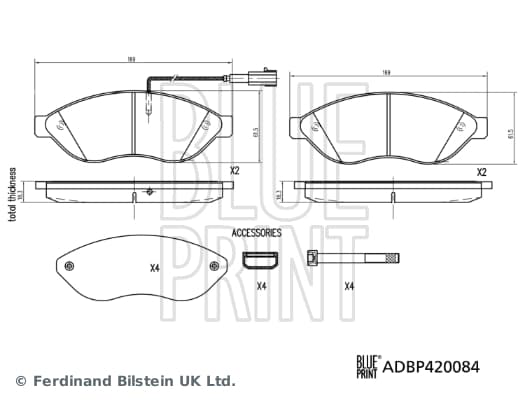 BLUE PRINT Sada brzdových platničiek kotúčovej brzdy ADBP420084 1