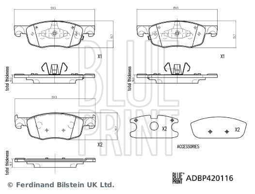 BLUE PRINT Sada brzdových platničiek kotúčovej brzdy ADBP420116 1