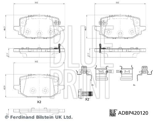 BLUE PRINT Sada brzdových platničiek kotúčovej brzdy ADBP420120 1