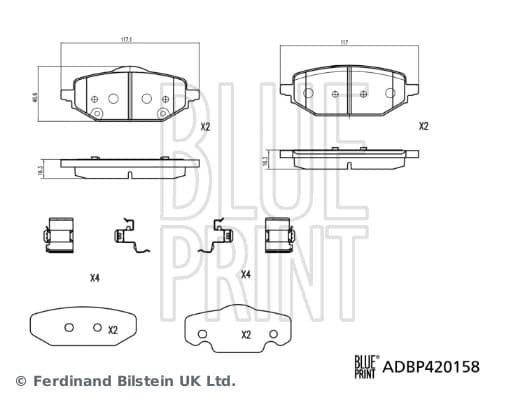 BLUE PRINT Sada brzdových platničiek kotúčovej brzdy ADBP420158 1