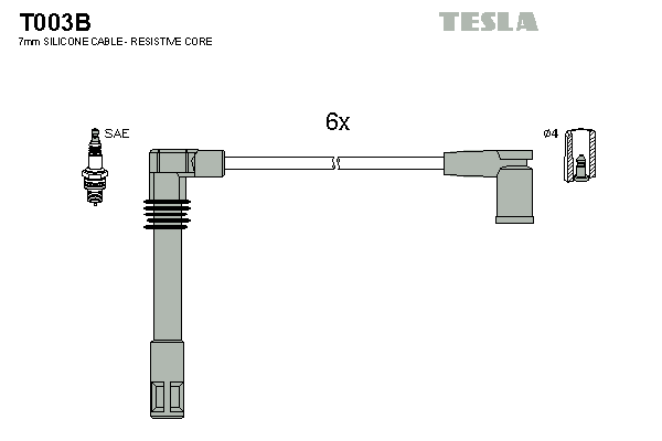 TESLA Sada zapaľovacích káblov T003B 1