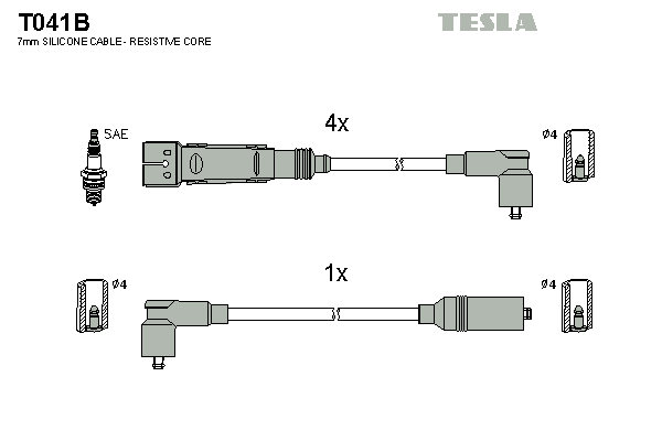 TESLA Sada zapaľovacích káblov T041B 1