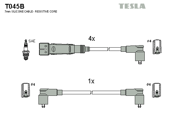 TESLA Sada zapaľovacích káblov T045B 1