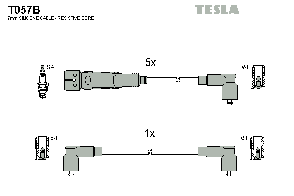 TESLA Sada zapaľovacích káblov T057B 1