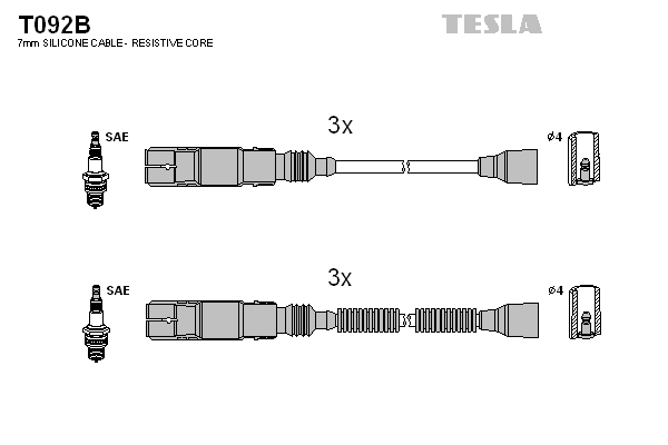 TESLA Sada zapaľovacích káblov T092B 1