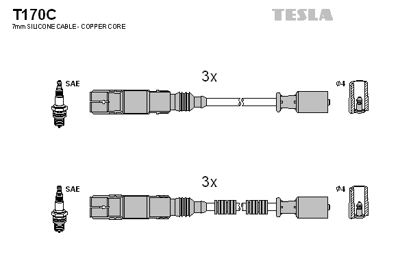 TESLA Sada zapaľovacích káblov T170C 1